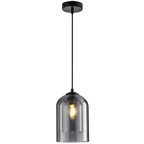 TPWEWRX Moderne Glas Pendelleuchten am Bett einfache Decken Hängeleuchte Art Deco Pendelleuchte Restaurant Kronleuchter Pendelbeleuchtung für Café Bar Küche Wohnzimmer Schlafzimmer (Smoke grey) von TPWEWRX