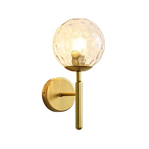 TPWEWRX Moderne Glas wandleuchte Nordische einfache Wandlampe Leuchten Kreative Korridorwandleuchten Gangwandleuchte mit Glaslampenschirm mit Wassermuster für Flur Wohnzimmer Schlafzimmer (Gold 2) von TPWEWRX