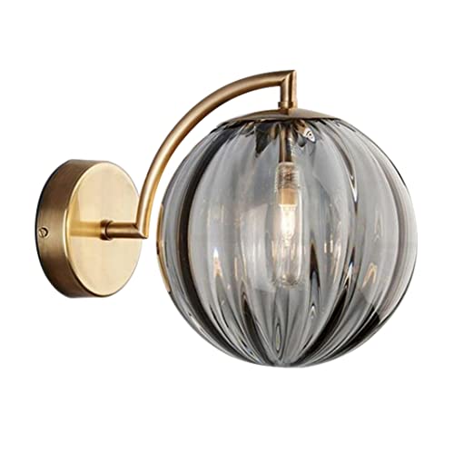 TPWEWRX Moderne Glaskugel Wandlampe Nachttisch Wandleuchte Kugel Wandmontage Wandleuchte Beleuchtung Mid Century Wandleuchte für Wohnzimmer Schlafzimmer Flur (Smoke grey) von TPWEWRX