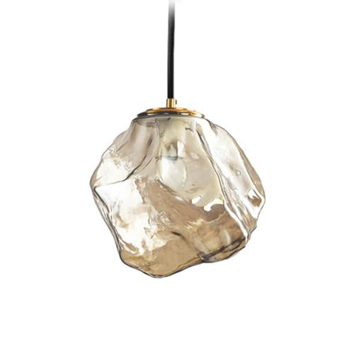 TPWEWRX Moderne Pendelleuchte Eiswürfelglas Einfache Hängelampe Kronleuchter Art Deco Pendelleuchten für Wohnzimmer Schlafzimmer Restaurant (Amber,15CM) von TPWEWRX
