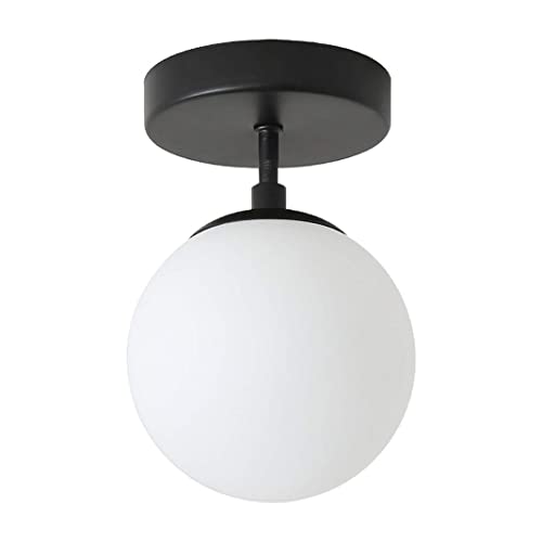 TPWEWRX Nordic Modern Globe Deckenleuchte 1-Licht Eingang Veranda Deckenlampe Minimalistische Deckenleuchten für Schlafzimmer Foyer Flur Wohnzimmer Esszimmer Küche (Black) von TPWEWRX