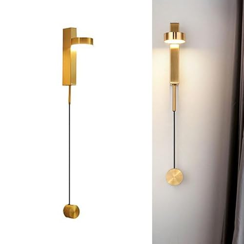 Nordisch Modern Wandleuchte mit Drehschalter Wohnzimmer Wandleuchten Schlafzimmer Wandlampe Flur Entran Wandleuchter Beleuchtungskörper (Gold) von TPWEWRX