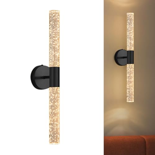 Nordische Moderne Wandleuchter Nachttisch Einfaches Acryl Wandleuchte Beleuchtung Wohnzimmer Schlafzimmer Wandlampe Flur Wandleuchten (Black,Warm light) von TPWEWRX
