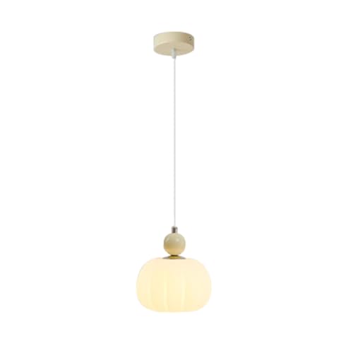 TPWEWRX Nordische Pendelleuchte Art Deco Kürbis Form Decke Hängelampe Schlafzimmer Nachttisch Vintage Kronleuchter Retro Pendelleuchten für Küche Insel Wohnzimmer (White) von TPWEWRX