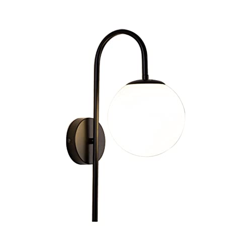 TPWEWRX Nordische moderne Glaswandleuchte einfache Gang Wandlampe Leuchten Kommode Wandleuchten Nachttischlampe mit Wassermuster Glaslampenschirm für Flur Wohnzimmer Schlafzimmer (Black 1) von TPWEWRX