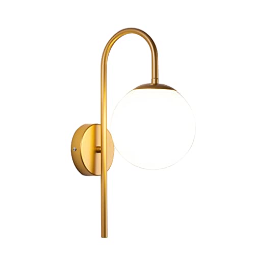 TPWEWRX Nordische moderne Glaswandleuchte einfache Gang Wandlampe Leuchten Kommode Wandleuchten Nachttischlampe mit Wassermuster Glaslampenschirm für Flur Wohnzimmer Schlafzimmer (Gold 1) von TPWEWRX