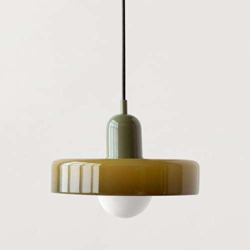 TPWEWRX Nordische moderne Makronen Pendelleuchte mit Glas Lampenschirm Kücheninsel Hängelampe Wohnzimmer Schlafzimmer Art Deco Pendelleuchten Kronleuchter (Green 2) von TPWEWRX