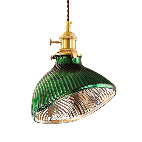 TPWEWRX Vintage Grünes Glas Pendelleuchte E27 Retro Dekorieren Hängelampe Lampenschirm Industrielle Droplight Pendelleuchten Deckenbeleuchtung, Für Restaurant Bar Club (B) von TPWEWRX