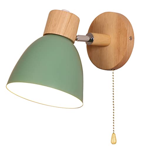 TPWEWRX Wandleuchte Lampen Beleuchtung mit Zipper auf Aus-Schalter, Nachttisch Macaron Wandlampe E27 Massivholzsockel Wandleuchten für Wohnzimmer Gang Kinderzimmer Kinderzimmer (Green) von TPWEWRX