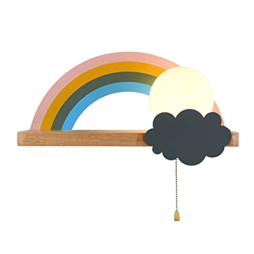 TPWEWRX Wandleuchte Lampen Beleuchtung mit Zipper auf Aus-Schalter, Nachttisch Regenbogen Wandlampe E27 Massivholzsockel Wandleuchten für Wohnzimmer Kinderzimmer Kinderschlafzimmer (Right) von TPWEWRX