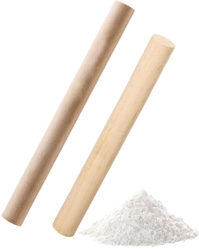 TPZORJX 2 Holz-Nudelhölzer, Nudelhölzer aus Buchenholz, 2 Größen Umweltfreundliche französische Nudelhölzer Holz-Nudelhölzer zum Backen von Pizzakrusten, Keksen, Fondantkuchen (25 cm / 30 cm) von TPZORJX