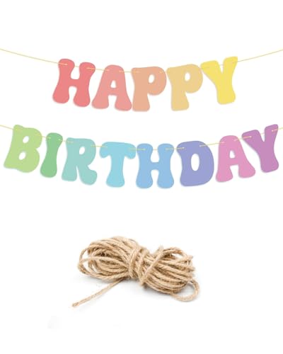 TPZORJX Happy Birthday Girlande Deko Geburtstag Banner Hängende Dekoration Erste Baby Dusche Party Geburtstagsdeko Geschenkidee zur Junge Mädchen Foto Hintergrund Hängedeko - Pastell von TPZORJX