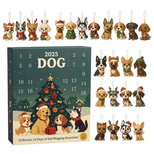 TQEBWUS Christmas Countdown Kalender Hund Ornamente 24, 2025 Adventskalender mit 2D Acryl Hund Figuren, für Weihnachtsbaum Wand Tür Fenster Dekoration Party Kinder Erwachsene TQEBWUS Christmas Countdown Kalender Hund Ornamente 24, 2025 Adventskalender mit 2D Acryl Hund Figuren, für Weihnachtsbaum Wand Tür Fenster Dekoration Party Kinder Erwachsene von TQEBWUS