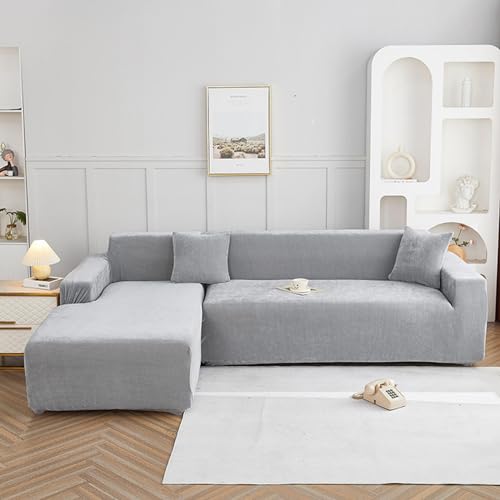 TQJHSTFQ Elastischer Husse Überzug, Chenille Sofa Schonbezug, Sofabezug 3 Sitzer, universeller waschbarer Sofa-Schonbezug für Haustiere, Hunde und Katzen,Gray.Green-2Seater von TQJHSTFQ