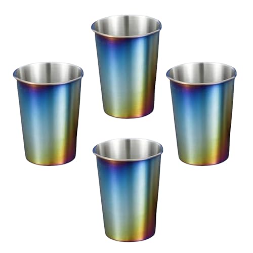 TQUXNGA 4er Set Edelstahl Trinkgläser Stapelbar Camping Becher Metall Milchbecher Spülmaschinenfest Kaltwasser Trinkgeschirr TQUXNGA 4er Set Edelstahl Trinkgläser Stapelbar Camping Becher Metall Milchbecher Spülmaschinenfest Kaltwasser Trinkgeschirr von TQUXNGA
