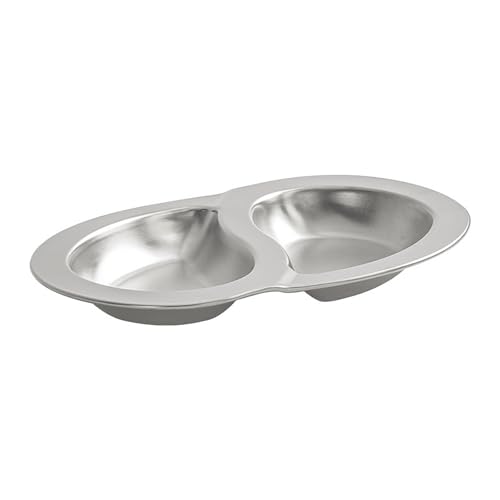 TQUXNGA Snack-Untertassen, Dip-Soßenschale mit zwei Fächern, Edelstahl-Textur, geteilte Dipschalen für verschiedene Anlässe von TQUXNGA
