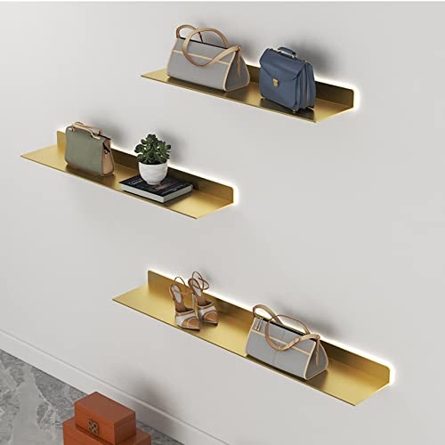An der Wand montierte, lichtemittierende Regale aus Metall, schwebende Wandregale mit warmem LED-Licht, beleuchteter Ausstellungsständer for den Einsatz in Mehreren Bereichen(Y,60x20CM) von TQVLNMCR