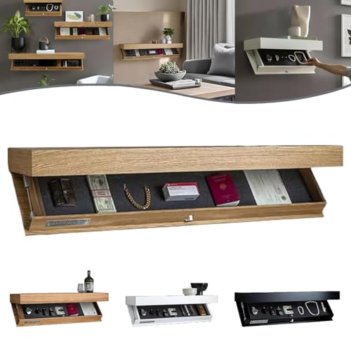 Designer-Wandregal mit verstecktem Fach – stilvolle geheime Aufbewahrungslösung for die Inneneinrichtung. Schwarzes schwebendes Regal mit verborgenem Platz for Aufbewahren wichtiger Dinge(Wood) von TQVLNMCR