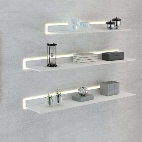 Lichtemittierende Regale, an der Wand montierte lichtemittierende Regale, schwebendes Ausstellungsregal, verschiedene Kombinationen sorgen for unterschiedliche visuelle Effekte(White,80x20x6cm) von TQVLNMCR