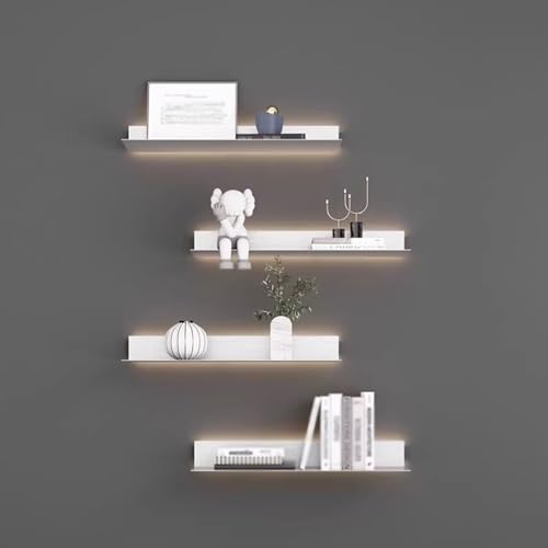 Schwebende Wandregale, an der Wand montierte lichtemittierende Regale, schwebendes Ausstellungsregal, verschiedene Kombinationen sorgen for unterschiedliche visuelle Effekte(White,120x20x6cm) von TQVLNMCR