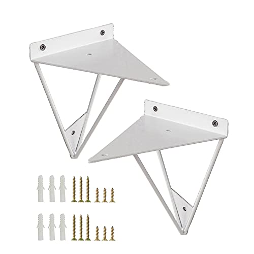 TQVLNMCR 2X Regalhalterungen Weißes Dreieck, Metall-Haarnadel-Regalhalterungen, Hochleistungs-Halterungen for schwebende Regale, Wandregalhalterungen + Schrauben + Anker(White,23x19cm/9.1 * 7.5in) von TQVLNMCR