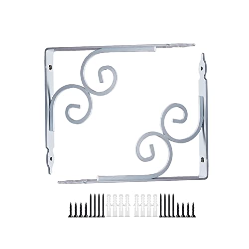 TQVLNMCR 2X Wandhalterungen + Schrauben, schwarz/weiße Moderne dekorative Regalhalterung, 90-Grad-Schweberegalhalterung, DIY-Hochleistungs-Eckstreben, for Holz-/Glasmöbel(White,14x19cm/5.5 * 7.5in) von TQVLNMCR