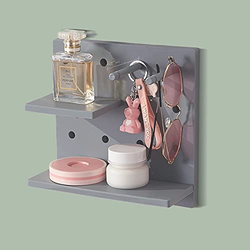 TQVLNMCR 4 STK. Dekoratives Wandregal, verstellbares Steckbrett, Lochbrett mit Ablage, Paneelregal, Wandhalter aus Kunststoff, selbstklebendes schwebendes Regal ohne Bohren von TQVLNMCR