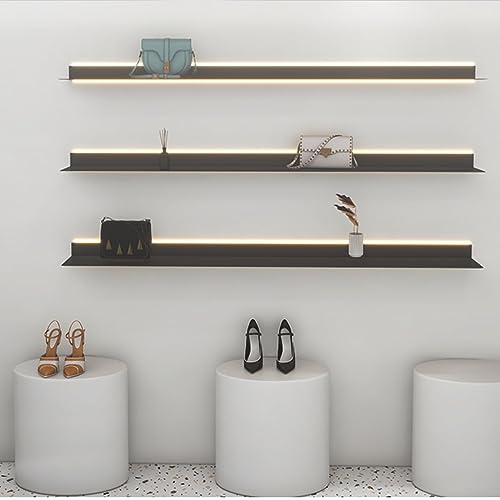 TQVLNMCR An der Wand montierte lichtemittierende Regale, lichtemittierende Regale, schwebende Regale, LED-Licht ist weich und Nicht grell, Beleuchtung for Zuhause(Noir,120x20x6cm) von TQVLNMCR