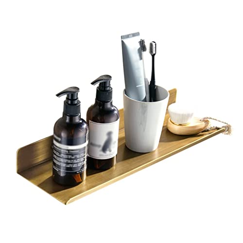 TQVLNMCR Duschregal Badezimmerregal Schwebende Regale Antiker Shampoo-Organizer Kosmetikregal aus Kupfer im europäischen Stil Wandmontiertes EIN-Wort-Trennwand-Lagerregal Küchenregale(40cm) von TQVLNMCR