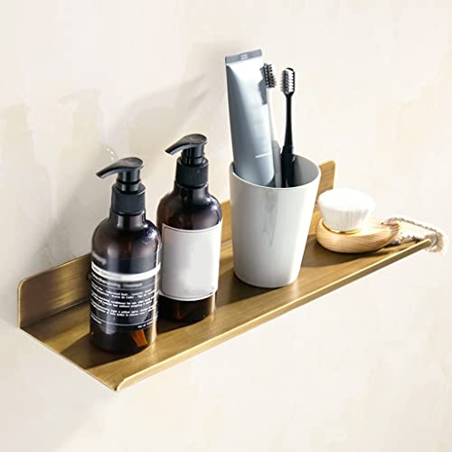 TQVLNMCR Duschregal Badezimmerregal Schwebende Regale Antiker Shampoo-Organizer Kosmetikregal aus Kupfer im europäischen Stil Wandmontiertes EIN-Wort-Trennwand-Lagerregal Küchenregale(50) von TQVLNMCR