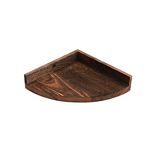 TQVLNMCR Eckregale, Holz, schwebendes Regal, Dreieckhalterung, Eckständer for Schlafzimmer, Wohnzimmer, Badezimmer, Küche, Büro, Eckregal, karbonisiert, schwarz(8.58 in) von TQVLNMCR