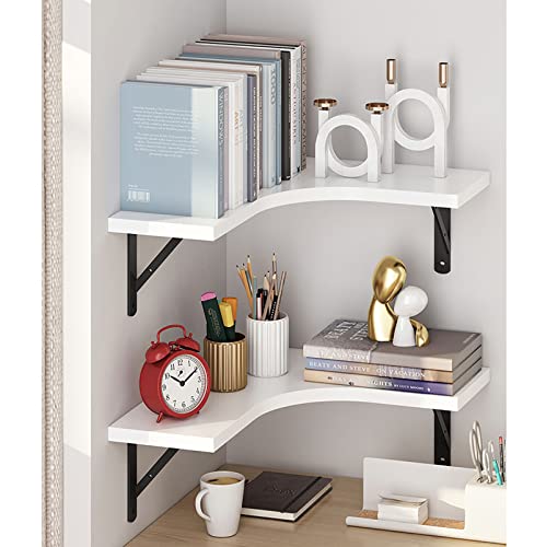 TQVLNMCR Holzregale, Vielseitige Schwebende Eckregale, Wandmontiertes Bücherregal for Schlafzimmer, Küche, Wohnzimmer, Büro(2layer) von TQVLNMCR