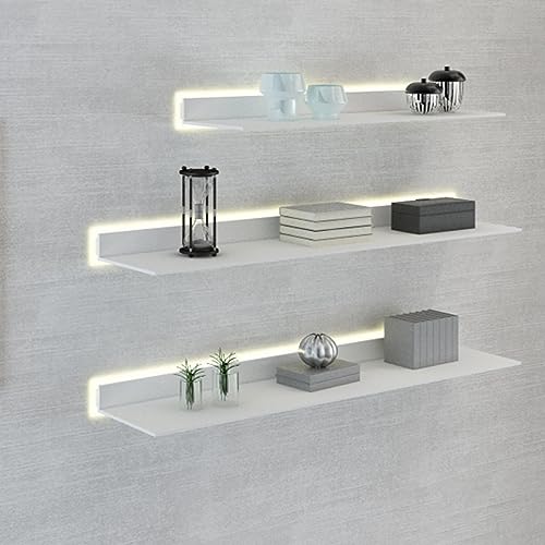 TQVLNMCR Lichtemittierende Regale, Wandmontierte Lichtemittierende Regale Schwebendes Ausstellungsregal Verschiedene Kombinationen Sorgen for unterschiedliche visuelle Effekte(White,60x20x6cm) von TQVLNMCR