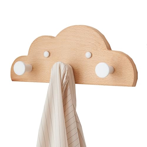 TQVLNMCR Rustikale Garderobenleiste zur Wandmontage mit Ablage – schwebendes Regal in Wolkenform for den Eingangsbereich mit Haken for Badezimmer, Küche, Wohnzimmer(/Natural,B) von TQVLNMCR