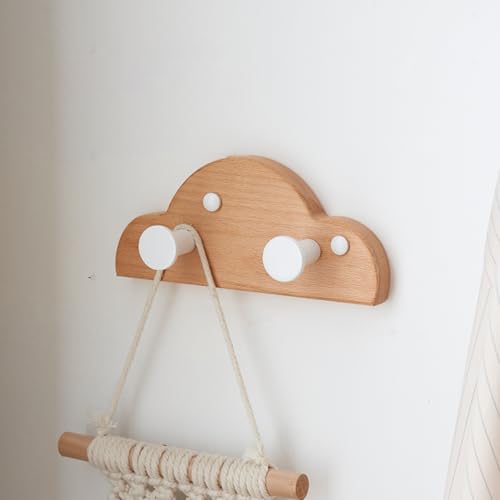 TQVLNMCR Rustikale Garderobenleiste zur Wandmontage mit Ablage – schwebendes Regal in Wolkenform for den Eingangsbereich mit Haken for Badezimmer, Küche, Wohnzimmer(/Natural,W) von TQVLNMCR