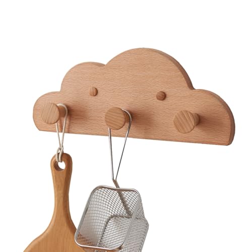 TQVLNMCR Rustikale Garderobenleiste zur Wandmontage mit Ablage – schwebendes Regal in Wolkenform for den Eingangsbereich mit Haken for Badezimmer, Küche, Wohnzimmer(/Walnut,B) von TQVLNMCR