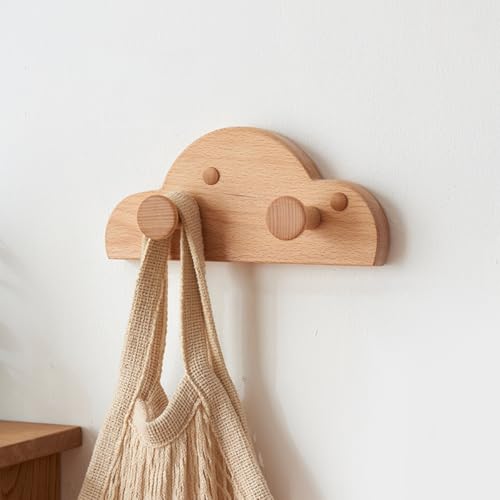 TQVLNMCR Rustikale Garderobenleiste zur Wandmontage mit Ablage – schwebendes Regal in Wolkenform for den Eingangsbereich mit Haken for Badezimmer, Küche, Wohnzimmer(/Walnut,W) von TQVLNMCR