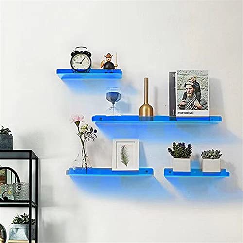 TQVLNMCR Schwebende Regale aus Acryl, Wandmontage, Badezimmer-Duschregal for Zuhause, Schlafzimmer, Küche, Aufbewahrung, Wohnzimmerdekor (blau, 4 Stück) von TQVLNMCR