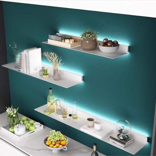 TQVLNMCR Schwebende Wandregale, an der Wand montierte lichtemittierende Regale, schwebendes Ausstellungsregal, Verschiedene Kombinationen Sorgen for unterschiedliche visuelle Effekte(White,60x20x6cm) von TQVLNMCR
