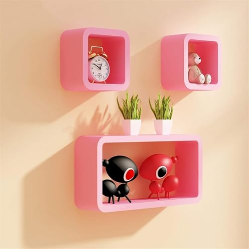 TQVLNMCR Schwebende Würfel-Wandregale, Schwebende Regale, 3er-Set, Aufbewahrungsregal, Bücherregal, Wandregal(C) von TQVLNMCR