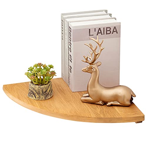 TQVLNMCR Schwebendes Eckregal aus Eiche, Schubladen aus Massivholz, Eckregale zur Wandmontage for Badezimmer, Küche, Schlafzimmer, Wohnzimmer(14 inch) von TQVLNMCR