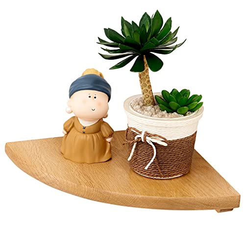 TQVLNMCR Schwebendes Eckregal aus Eiche, Schubladen aus Massivholz, Eckregale zur Wandmontage for Badezimmer, Küche, Schlafzimmer, Wohnzimmer(7 inch) von TQVLNMCR