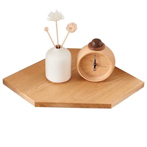 TQVLNMCR Schwebendes Eckregal aus Eiche mit verstecktem Kabelkanal, Eckregale aus Massivholz zur Wandmontage for Badezimmer, Küche, Schlafzimmer, Wohnzimmer(11.8 inch) von TQVLNMCR
