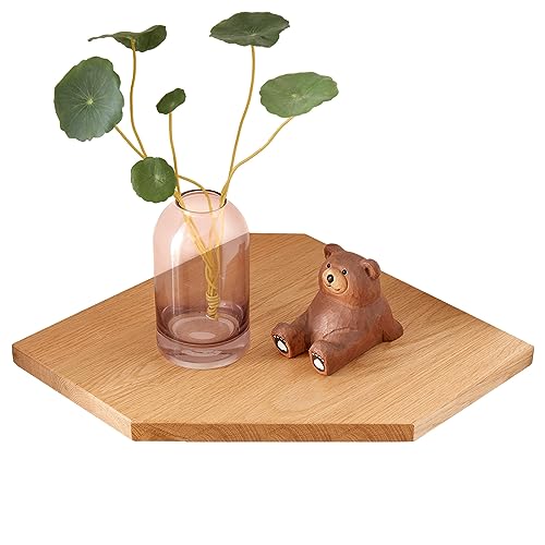 TQVLNMCR Schwebendes Eckregal aus Eiche mit verstecktem Kabelkanal, Eckregale aus Massivholz zur Wandmontage for Badezimmer, Küche, Schlafzimmer, Wohnzimmer(7 inch) von TQVLNMCR