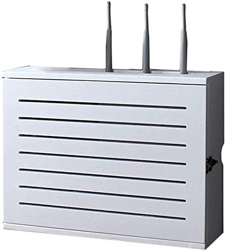 TQVLNMCR Schwebendes Regal zur Aufbewahrung von WLAN-Routern in Weiß. Wandmontierte Aufbewahrungsbox for WLAN-Router mit Abschirmdraht-Finish. Innendurchmesser(Inner Diameter 40cm) von TQVLNMCR