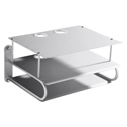 TQVLNMCR Wandgarderobe ohne Lochung Wohnzimmer TV-Set-Top-Box-Regal Router-Halterung Doppelschichtiges Regal Wandmontierte Tablettgarderobe Wandhalterung(Small) von TQVLNMCR