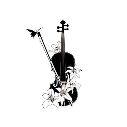 TQWBFS Musik Wandaufkleber Violine Wandaufkleber Schwarz Musikinstrumente Wanddekoration Vinyl Wandkunst Abziehbilder für Musikstudio Klassenzimmer Aufnahmestudio Wohnzimmer Wanddekoration von TQWBFS