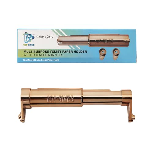 TR TOP RIVER Toilettenpapierhalter mit Verlängerungsadapter, passend für Doppel- und Dreifachrollen, Mehrzweck-Toilettenpapierhalter (Gold) von TR TOP RIVER