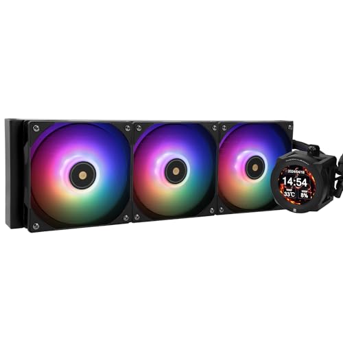 TR Core Vision 360 Black ARGB CPU AIO Cooler, LCD-IPS-Bildschirm mit Auflösung 480 x 480, für AM5&Intel 1700/1851, leistungsstarker 360 Specs wassergekühlter Kühlkörper mit abnehmbarem Display von 2,1 TR Core Vision 360 Black ARGB CPU AIO Cooler, LCD-IPS-Bildschirm mit Auflösung 480 x 480, für AM5&Intel 1700/1851, leistungsstarker 360 Specs wassergekühlter Kühlkörper mit abnehmbarem Display von 2,1 von TR