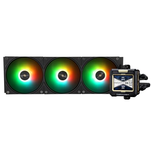 TR FW 360 Schwarz ARGB-360 mm AIO CPU Liquid Cooler, IPS LCD Bildschirm mit Auflösung 320 x 240, für AM5/Intel LGA1700, 2,4 Zoll (6,1 cm), LCD-Display, magnetisch, für Bilder – Schwarz von TR